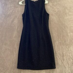 David Warren Sleeveless Dress Women Sz 10 Black open back crystal covered formal